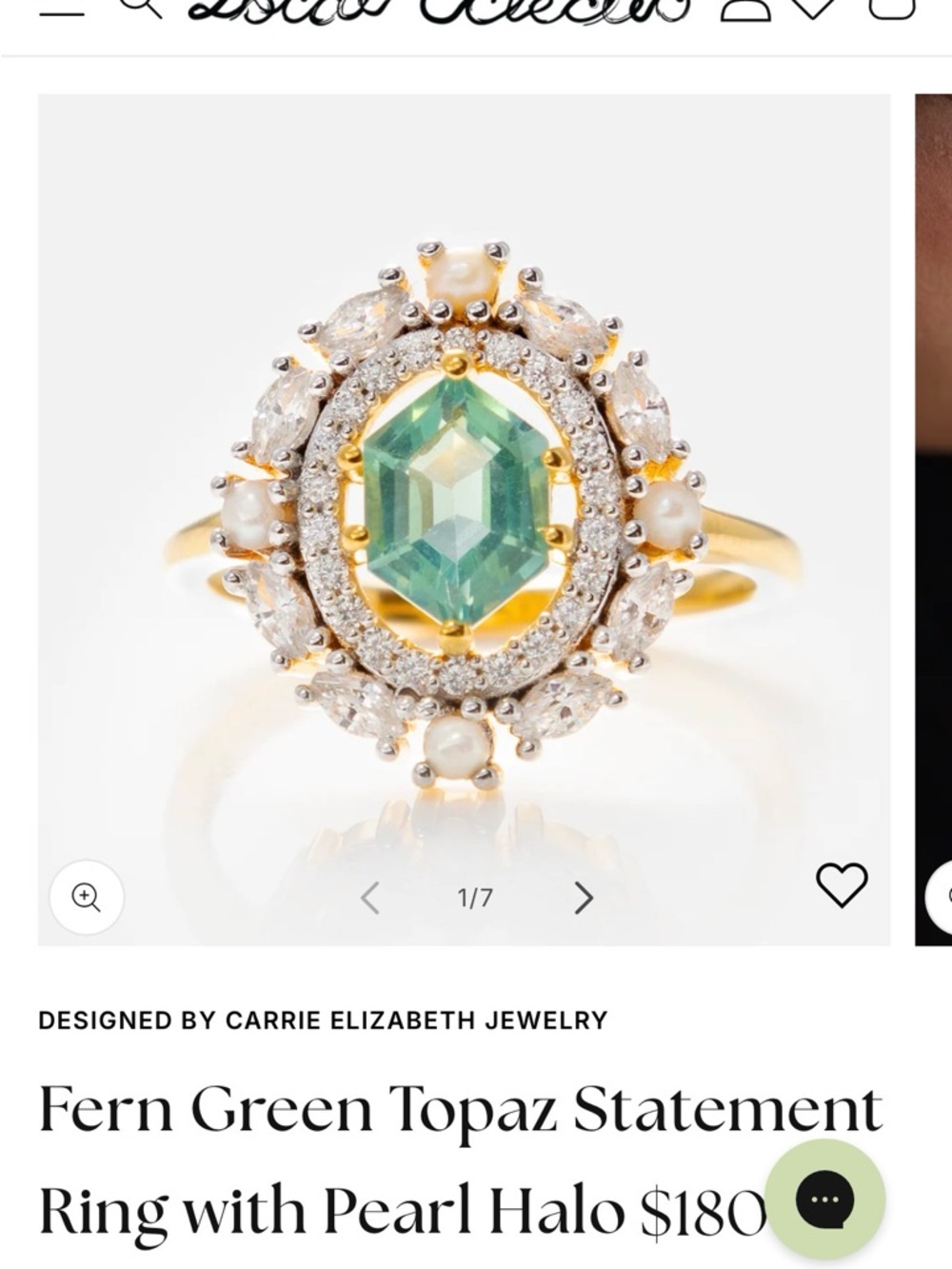 Local Eclectic Fern Green Topaz Statement Ring